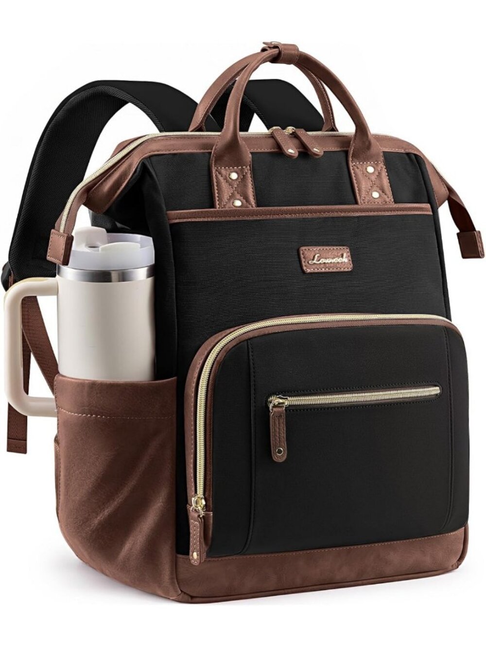 Stylish Waterproof Laptop Backpack for Women - 17" Travel Bag with Tumbler